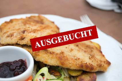 Teller mit Schnitzel "ausgebucht"